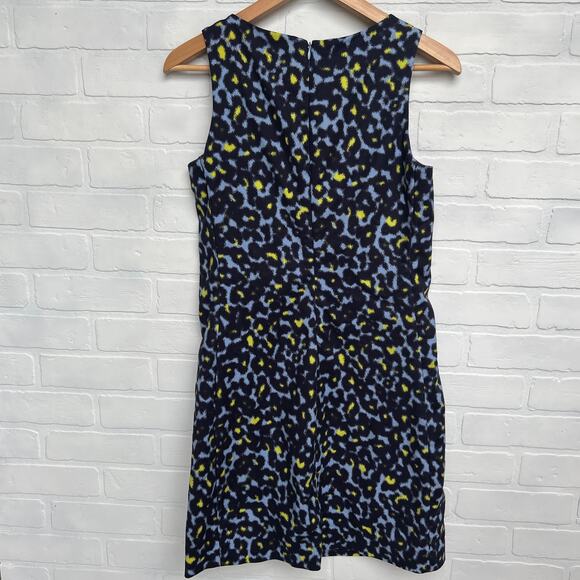 GAP Blue Cheetah Stretch Sleeveless shift dress -sz xs - Picture 2 of 6